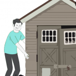 man carrying out a shed